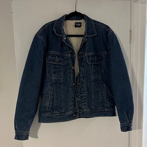 Wrangler Dark Blue Denim Jacket with Sherpa Lining